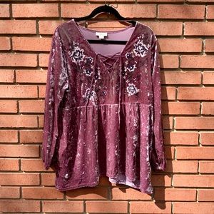 Velvet Tunic with cross cross ties